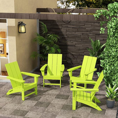 WestinTrends Ashore Modern Outdoor Folding Adirondack Chair (Set of 4), Lime