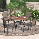 Patio Dining Table for 4, Round Metal Outdoor Table with Storage Shelf, 1.57" Umbrella Hole - Photo 2