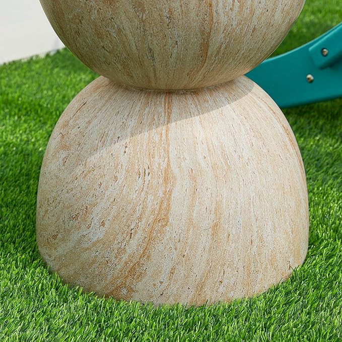 Glitzhome Outdoor Side Table, 17.75" H Decorative Garden Stool MGO Hourglass Faux Terrazzo End Table, Round Planter Stand for Indoor Outdoor Living Room Bedroom Patio Deck Poolside