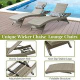 Outdoor Wicker Reclining Lounge Chair, 79" Rattan Patio Chaise Lounges for Poolside, Garden, Backyard, Set of 2 - Photo 5