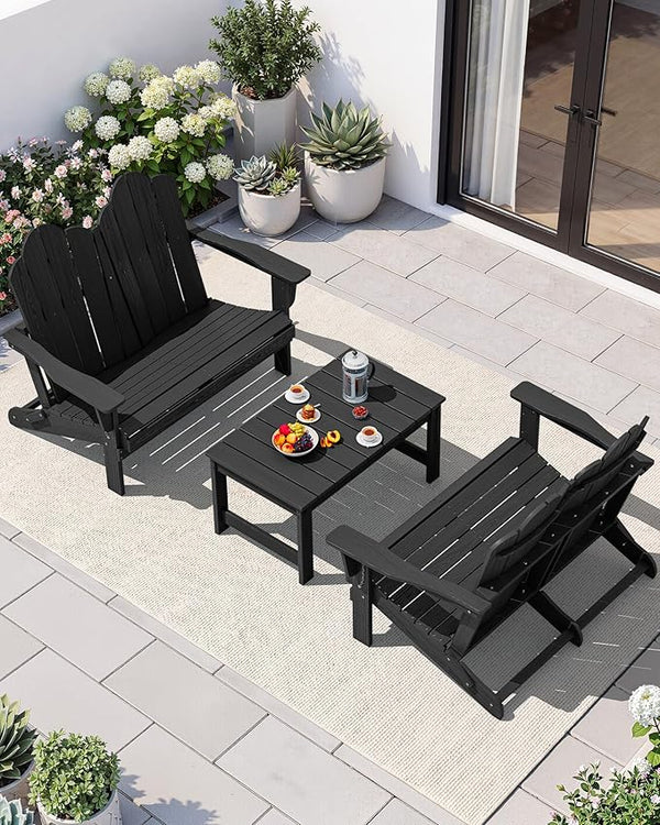 SERWALL 3 Pieces Patio Adirondack Bench Set - Photo 1