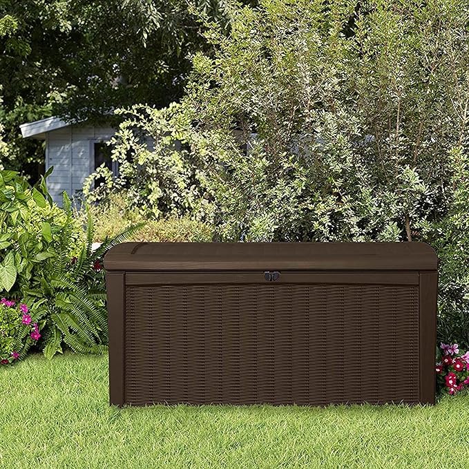 Keter Borneo 110 Gallon Resin Deck Box - Organization and Storage for Patio Furniture, Outdoor Cushions, Throw Pillows - Photo 8