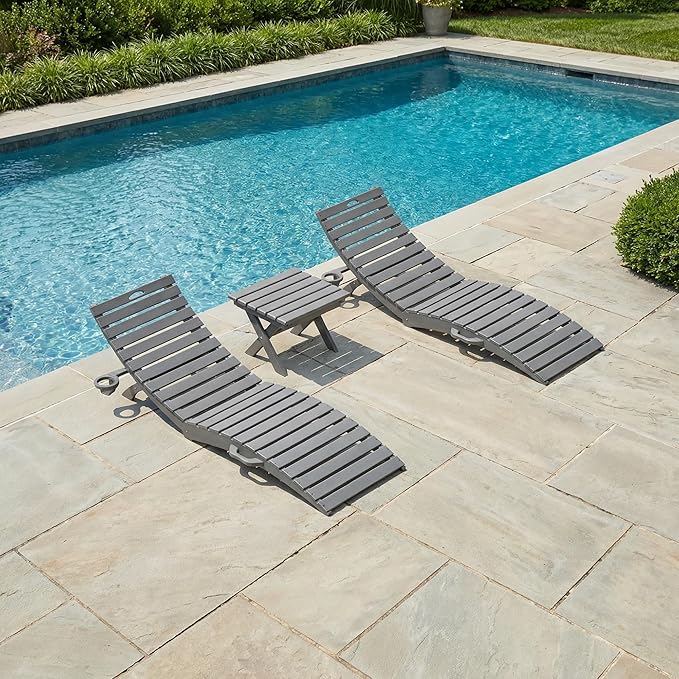 in-Pool Lounge Chairs Set of 2, Folding HDPE Pool Chairs Anti-Floating No Sandbags with Cup Holder & Handles - Photo 1
