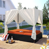 SOFTSEA Outdoor Wicker Daybed Sunbed with Curtains and Adjustable Seats - Photo 7