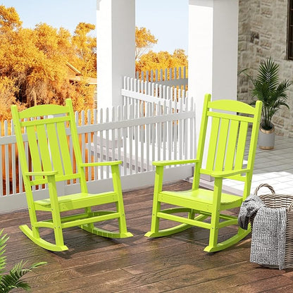 WestinTrends Malibu 3-Piece Set Outdoor/Patio Rocking Chairs (2 Seater), Lime