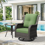 2 Pieces Outdoor Swivel Rocker Patio Chairs Set - Outdoor Wicker Patio Furniture Sets with 1 Side Table - Photo 7