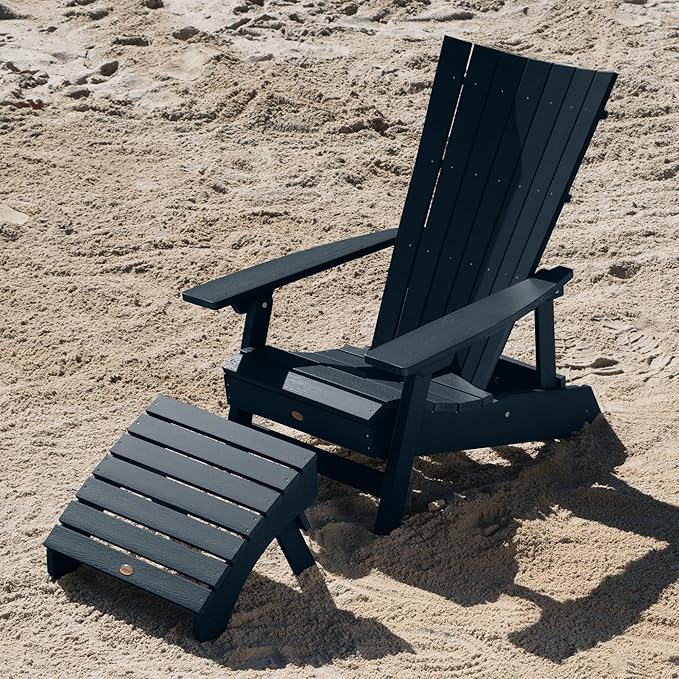 Highwood AD-KITADRI1-FBE Manhattan Beach Adirondack Chair with Ottoman, Federal Blue