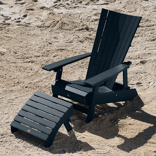 Highwood AD-KITADRI1-FBE Manhattan Beach Adirondack Chair with Ottoman, Federal Blue