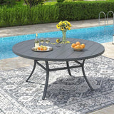 VICLLAX 53" Round Patio Dining Table for 6-8, Metal Outdoor Dining Table with Umbrella Hole for Garden, Patio, Balcony - Photo 7