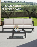 SERWALL HDPE Outdoor Furniture Set, 4 Pieces Patio Sectional Sofa Set - Photo 5