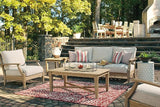 Signature Design by Ashley Outdoor Eucalyptus Carter Hall Patio Coffee Table, Beige - Photo 10