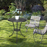 24"Patio Bistro Table Round Outdoor Coffee Table, Small Patio Side Table with 2" Umbrella Hole, Sturdy Iron Frame - Photo 2