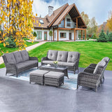 Rilyson Wicker Patio Furniture Sofa Set - 7 Piece Rattan Outdoor Patio Sectional Conversation Sets with 2 Sofa - Photo 1