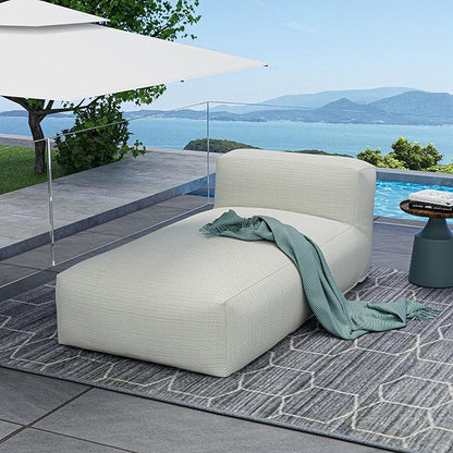 Dineli Chaise Lounge Chair Outdoor Bed Lounger Outdoor Couch Sofa for Pool Comfy Patio Furniture Foam Filling Bean Bed Chair Lazy Sofa for Outside, Water-Resistant Sunbed (Light Green, 70'' Length)