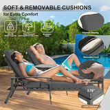 2 Chaise Lounge Chairs with 1 Side Table, Cast Aluminum Tanning Chair with Adjustable 5 Position Recliner - Photo 4