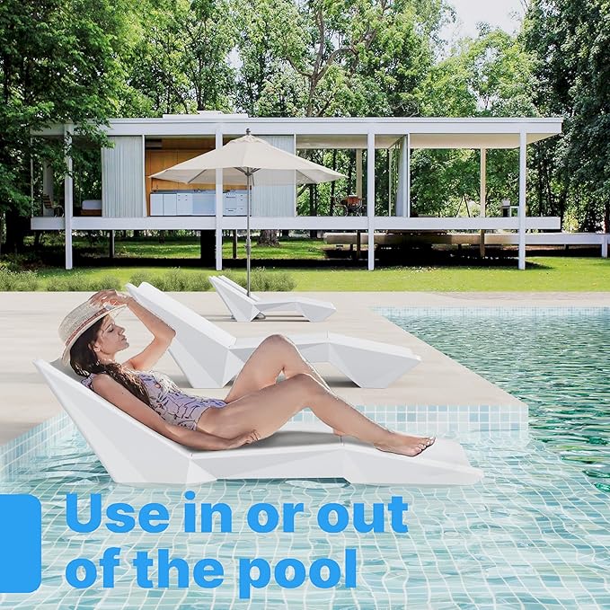 Pool Lounge Chairs Set of 2, in-Pool Chaise Lounger – Shelves Up to 9 Inches Deep, Aqua Outdoors, Poolside - Photo 6