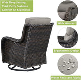 Rilyson Wicker Patio Furniture Set - 5 Piece Rattan Outdoor Sectional Conversation Sets with 2 Swivel Rocking Chairs - Photo 6