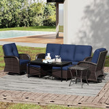 Joyside Wicker Patio Furniture Set, 7 Piece Outdoor Furniture Set with Thickened Cushions, High Back, Deep Seating - Photo 7