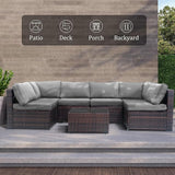 7 Seats Wicker Patio Couch, All Weather Patio Sofa Outdoor Furniture Setwith High Curvy Back - Photo 6