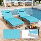 Long Reclining Chair Lounge Set (Set of 3), Modern Outdoor Patio Furniture with Adjustable Backrest & Side Table - Photo 4