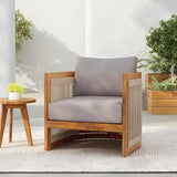 Merax Acacia Wood Outdoor Club Chair, Woven Rope Accents Design, Wooden Patio Accent Chair - Photo 1