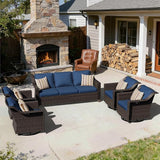 5 Pieces Patio Conversation Furniture Set - 1 Sofa, 4 Swivel Chairs - Photo 1