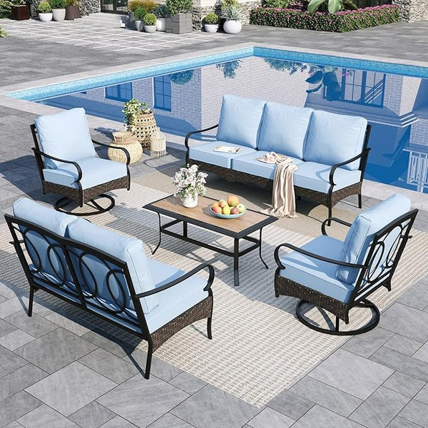 Sophia & William Patio Furniture Set, 5 Piece Metal Outdoor Conversation Set with 3-Seater Outdoor Couch - Photo 1