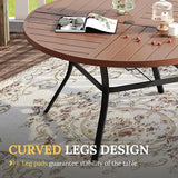 VICLLAX Round Patio Table with Adjustable Umbrella Hole for 8, All Weather Metal Outdoor Dining Table for Lawn Garden - Photo 6