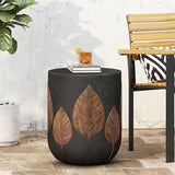 Outdoor Side Table Concrete End Table Round Drum Side Tables Antique Small Coffee Tables for Indoor Outdoor - Photo 3