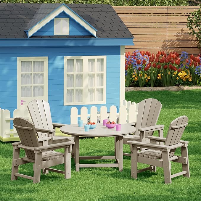 Costaelm Kids Lawn Chair, Toddler Outdoor Chair Kids Patio Furniture and Outdoor Children Picnic Activity Modern Adirondack Chairs for Garden, Patio, Backyard & Beach, Sand