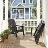 Folding Adirondack Chair Set of 2 with Cup Holders & Ottomans, HDPE All Weather Resistant Plastic Outdoor Patio Chairs - Photo 2