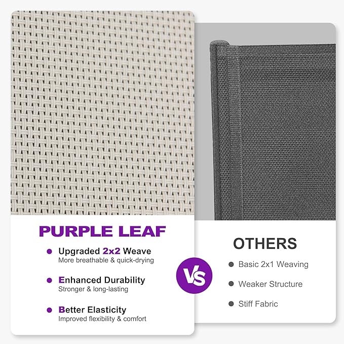 PURPLE LEAF Outdoor Chaise Lounge Set of 2 Plastic Pool Lounge Chair with Aluminum Frame Stackable Poolside Tanning Chairs for Beach Deck Yard Sunbathing, Khaki
