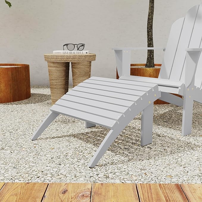 Linon Adirondack, White Ottoman,