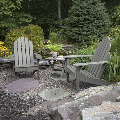 highwood Classic Westport Adirondack Chairs with Side Table, Coastal Teak