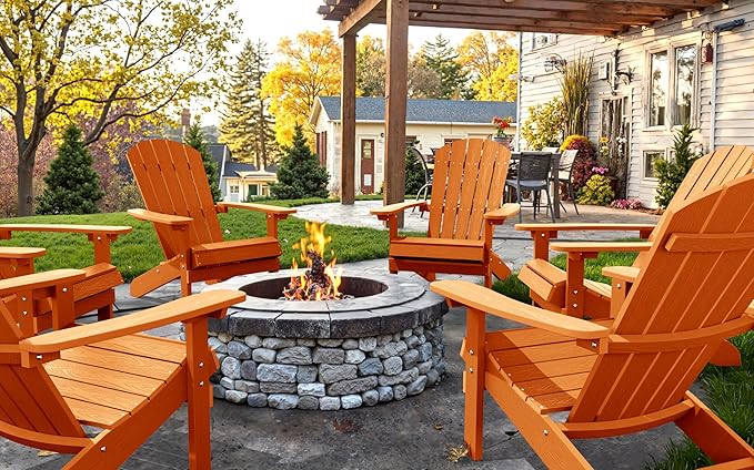 YEFU Adirondack Chairs Set of 2 Plastic Weather Resistant, Outdoor Chairs 5 Steps Easy Installation, Like Real Wood - Photo 9
