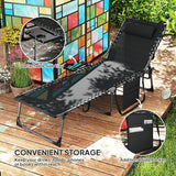 Outsunny Folding Chaise Lounge Chair Outdoor Tanning Chair with Side Table - Photo 6