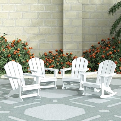 WestinTrends Malibu Outdoor Patio Porch Rocking Adirondack Chair (Set of 4), White