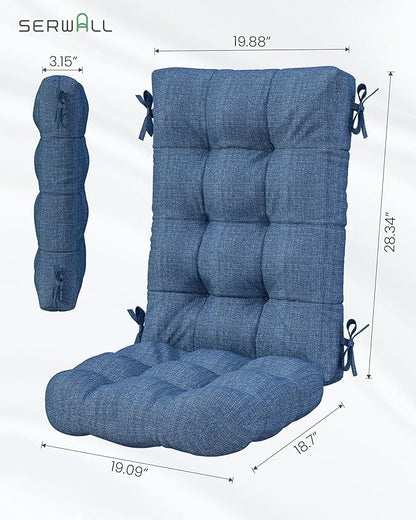 SERWALL HDPE Outdoor Rocking Cushion Set of 4, Memory Foam Cushion Navy