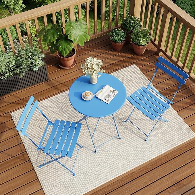 GarveeLife Outdoor Metal Bistro Set, 3-Piece Patio Furniture Set with 2 Chairs and 1 Table - Photo 1