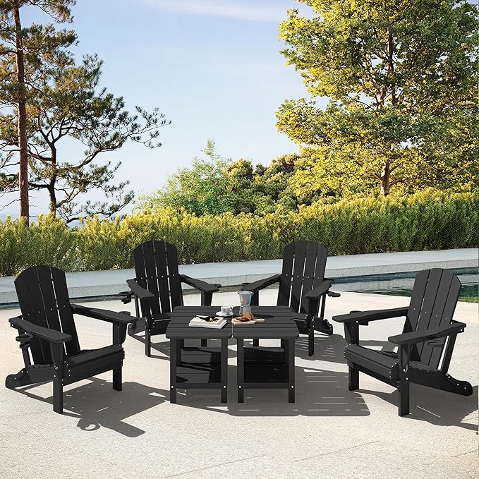 SERWALL Double Adirondack Side Set of 2, Table Rectangular End Table, Black - Photo 9
