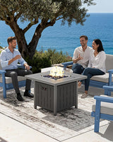 SERWALL Patio Furniture Set with 33” Fire Pit Table, HDPE Outdoor Sectional Sofa Set with Thickened Cushions - Photo 7