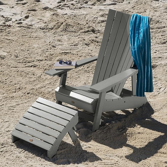 Highwood AD-KITADRI1-CGE Manhattan Beach Adirondack Chair with Ottoman, Coastal Teak