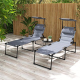 Outsunny 2 Pieces Outdoor Lounge Chair, Adjustable Backrest Folding Chaise Lounge - Photo 2