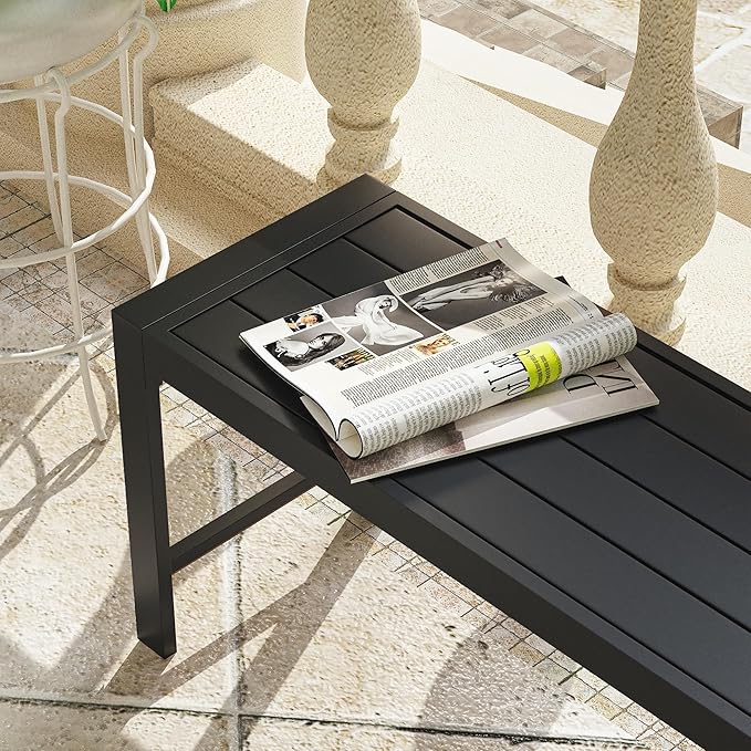 VICLLAX 2 Pieces Outdoor Garden Backless Bench, 51.2" Metal Bench Steel Frame for Porch, Lawn, Balcony - Photo 4
