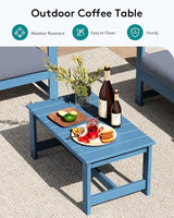 SERWALL 5 Pieces HDPE Outdoor Sofa Set with Cushions, All Weather Couch Conversation Set - Photo 8
