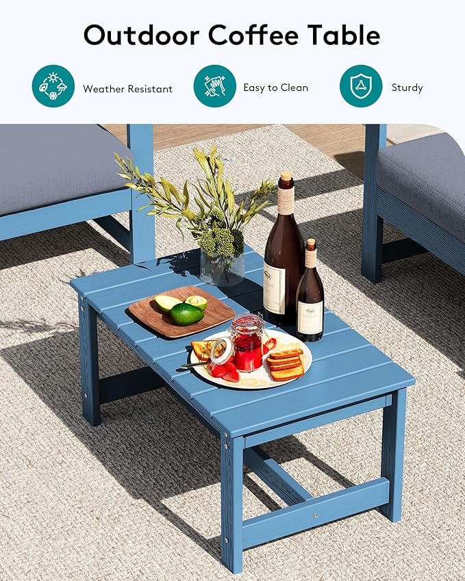 SERWALL 8 Pieces HDPE Outdoor Conversation Sofa Set with Cushion, All Weather Couch Loveseat Furniture Set with Pads - Photo 6