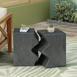 Christopher Knight Home Loire MGO Outdoor Side Table Set of 2, Concrete Indoor/Outdoor Nesting Coffee Table - Photo 1