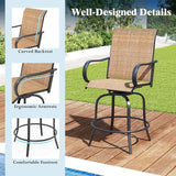 Tangkula Outdoor Swivel Bar Stools Set of 4, Bar Height Tall Patio Chairs with Armrests & High Back - Photo 8
