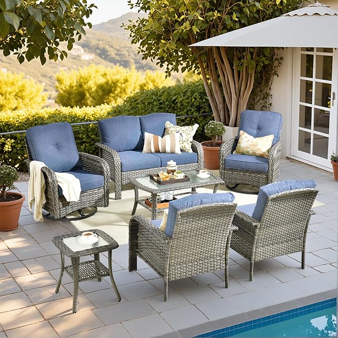 HOOOWOOO Patio Furniture Set, 7 Pieces Outdoor Conversation Set - Photo 1