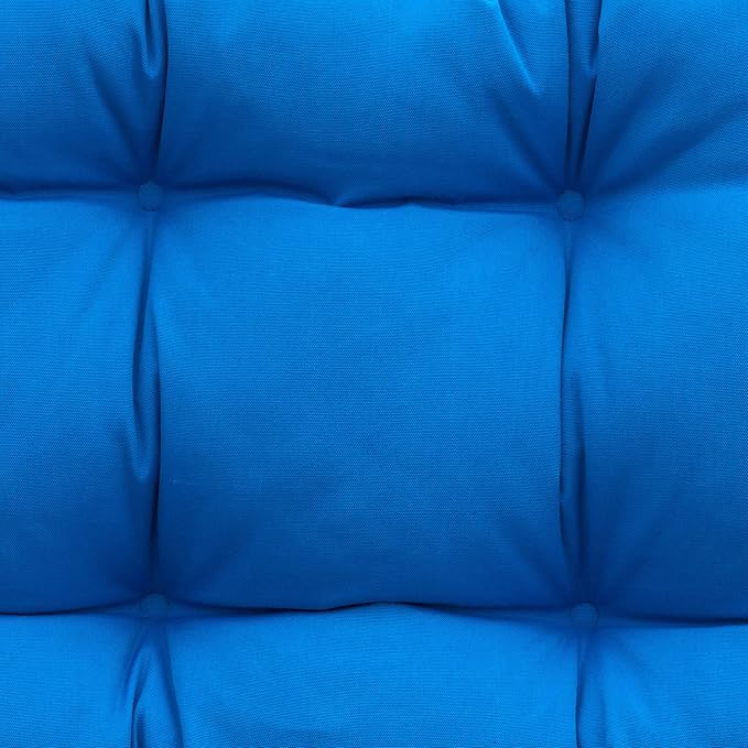 QILLOWAY Outdoor Patio Wicker Seat Cushions Group Loveseat/Two U-Shape/Two Lumbar Pillows for Patio Furniture,Wicker Loveseat,Bench,Porch,All Weather, Settee of 5 (Blue)